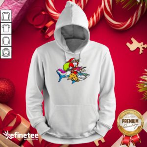 Happy Santa Claus Riding A Unicorn And A Shark Christmas Gift Hoodie - Design By Refinetee.com
