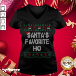 Happy Santas Favorite Ho Christmas V-neck - Design By Refinetee.com