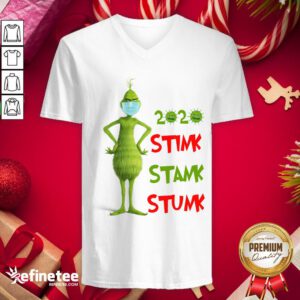 Happy The Grinch Face Mask Coronavirus 2020 Stink Stank Stunk Christmas V-neck - Design By Refinetee.com