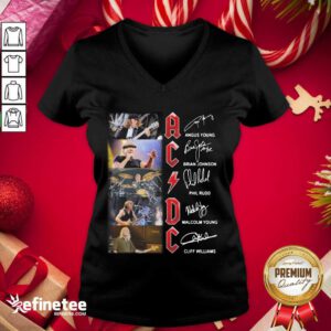 Hot AC DC Angus Young Brian Johnson Phil Rudd Malcolm Young Cliff Williams Signatures V-neck - Design By Refinetee.com