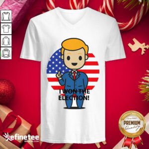Hot I Won The Election Trump To The World American Flag V-neck - Design By Refinetee.com