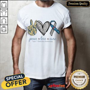 Hot Peace Love Cure Type Diabetes Awareness Shirt- Design By Refinetee.com