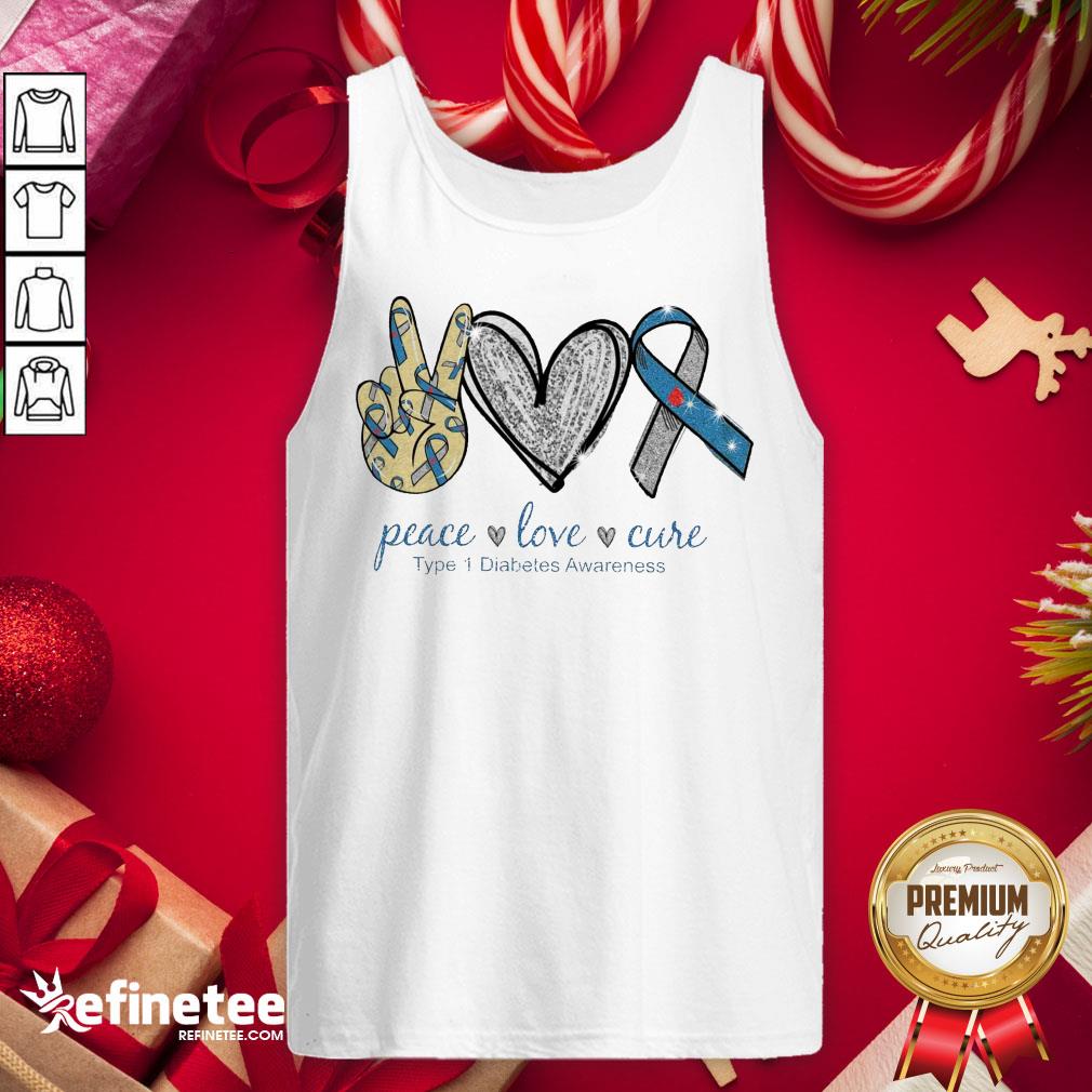 Hot Peace Love Cure Type Diabetes Awareness Tank-Top - Design By Refinetee.com Hot Peace Love Cure Type Diabetes Awareness Tank-Top - Design By Refinetee.com