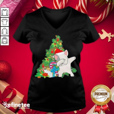 Hot Pug Dabbing Santa Christmas Tree V-neck - Design By Refinetee.com