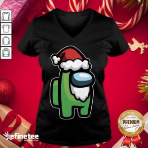 Hot Santa Among Us Merry Christmas V-neck - Design By Refinetee.com