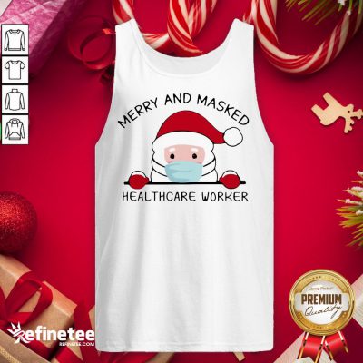 Hot Santa Claus Face Mask Merry And Masked Healthcare Worker Sweat Tank-Top - Design By Refinetee.com