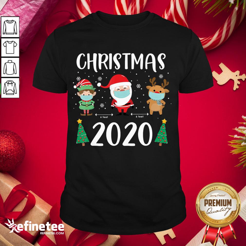 Hot Santa Wearing Mask Elf Reindeer Quarantine Christmas 2020 Family Group Shirt- Design By Refinetee.com