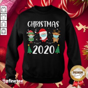 Hot Santa Wearing Mask Elf Reindeer Quarantine Christmas 2020 Family Group Sweatshirt - Design By Refinetee.com