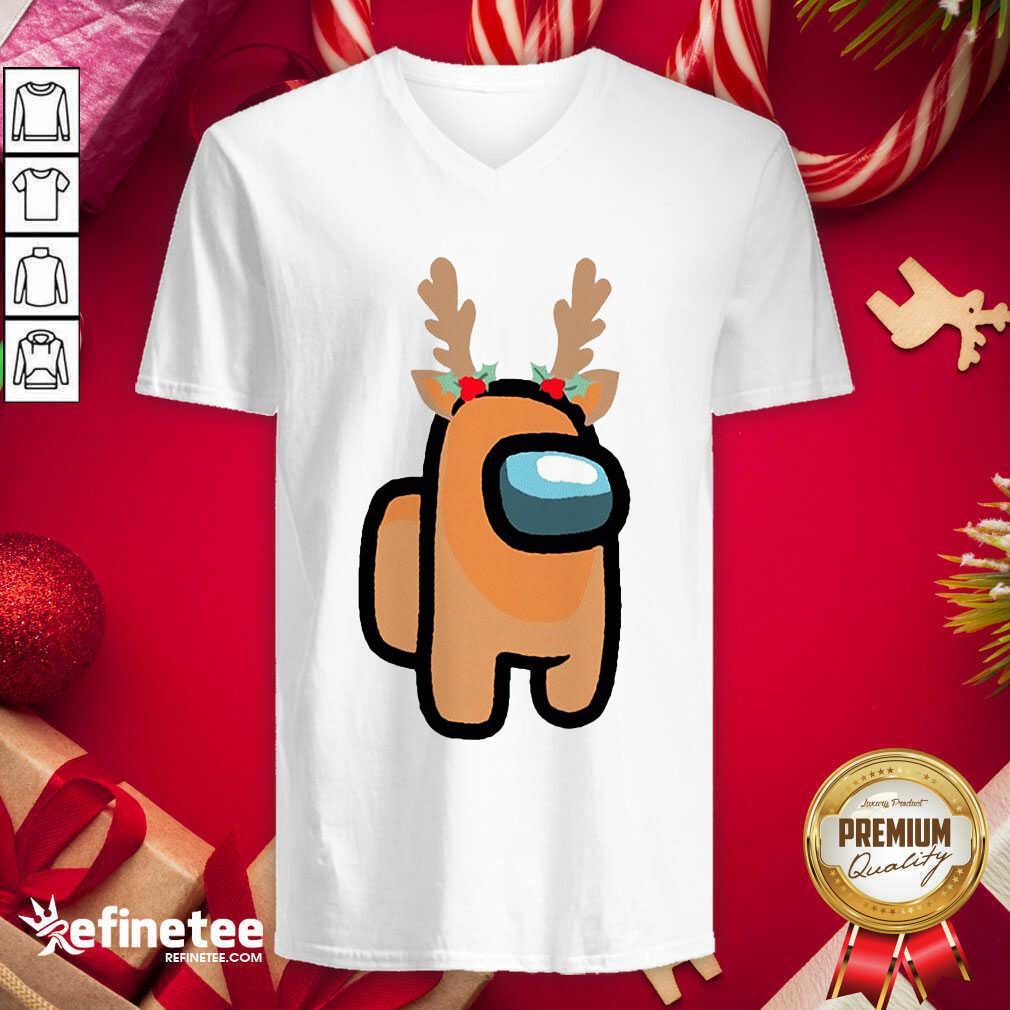 Lovely Among Us Reindeer Christmas 2020 V-neck - Design By Refinetee.com Lovely Among Us Reindeer Christmas 2020 V-neck - Design By Refinetee.com