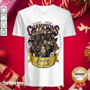 Nice 2020 NBA Champions Los Angeles Lakers 17 Champs Cartoon V-neck - Design By Refinetee.com