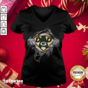 Nice Blood Inside Me Dad Green Bay Packers V-neck - Design By Refinetee.com