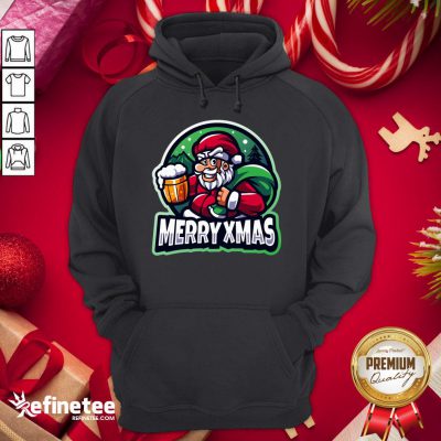 Nice Christmas Beer Merry Xmas Santa Hoodie - Design By Refinetee.com