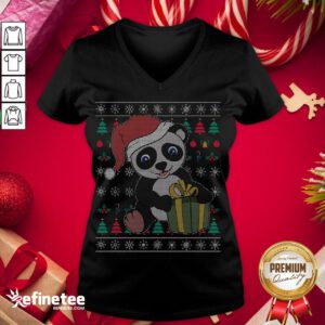 Nice Panda Bear Ugly Christmas Xmas V-neck - Design By Refinetee.com