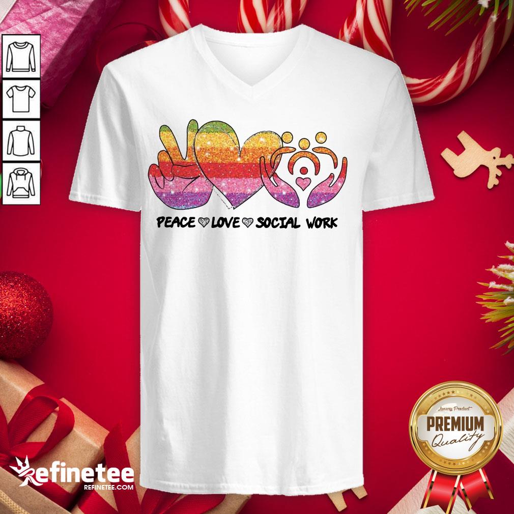 Nice Peace Love Social Work V-neck - Design By Refinetee.com Nice Peace Love Social Work V-neck - Design By Refinetee.com