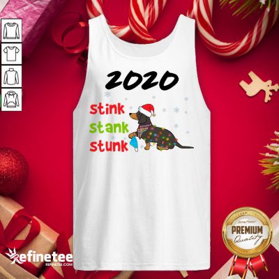 Nice Santa Dachshund Holding Mask 2020 Stink Stank Stunk Merry Christmas Tank-Top - Design By Refinetee.com