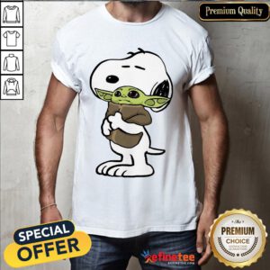 Nice Snoopy Hugging Baby Yoda Shirt- Design By Refinetee.com