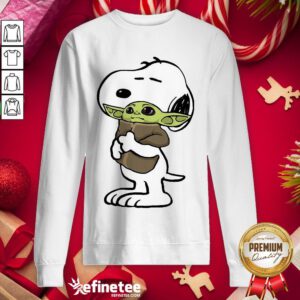 Nice Snoopy Hugging Baby Yoda Sweatshirt - Design By Refinetee.com