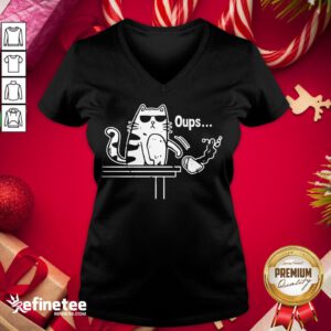 Official Cat Oups Coffee V-neck - Design By Refinetee.com
