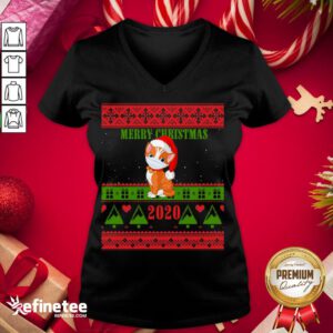 Official Cat Wearing Merry Christmas 2020 Xma- Design By Refinetee.com s Day 2020 V-neck