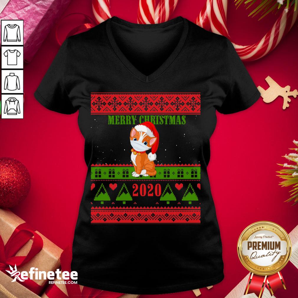 Official Cat Wearing Merry Christmas 2020 Xma- Design By Refinetee.com s Day 2020 V-neck Official Cat Wearing Merry Christmas 2020 Xma- Design By Refinetee.com s Day 2020 V-neck