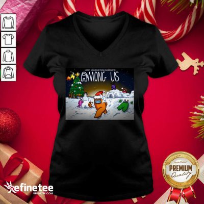 Official Holidays from Innersloth Among Us Christmas V-neck - Design By Refinetee.com