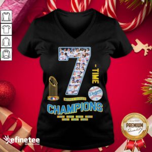 Official Los Angeles Dodgers 7 world series Champions 2020 V-neck - Design By Refinetee.com