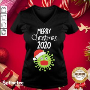 Official Merry Christmas 2020 Quarantine Christmas Viruscorona V-neck - Design By Refinetee.com