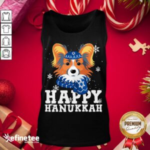 Official Merry Christmas Happy Hanukkah Papillon Dog Funny Noel Xmas Tank-Top - Design By Refinetee.com