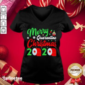 Official Merry Quarantine Christmas 2020 Funny Pajamas Gift V-neck - Design By Refinetee.com