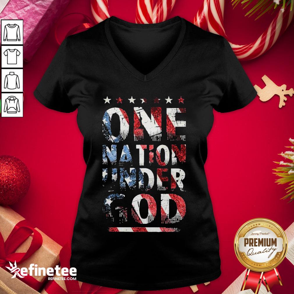 Official One Nation Under God Proud American Flag Stars Patriotic V-neck - Design By Refinetee.com Official One Nation Under God Proud American Flag Stars Patriotic V-neck - Design By Refinetee.com