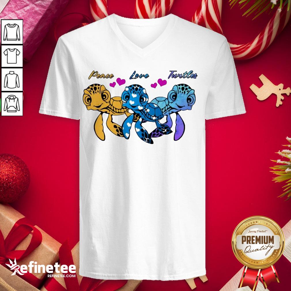 Official Peace Love Turtles V-neck - Design By Refinetee.com Official Peace Love Turtles V-neck - Design By Refinetee.com