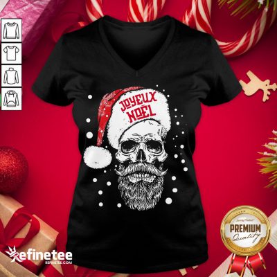 Official Santa Skull Joyeux Noel V-neck - Design By Refinetee.com