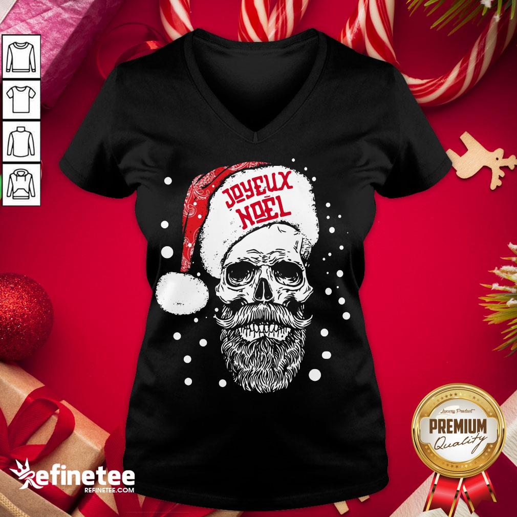 Official Santa Skull Joyeux Noel V-neck - Design By Refinetee.com Official Santa Skull Joyeux Noel V-neck - Design By Refinetee.com