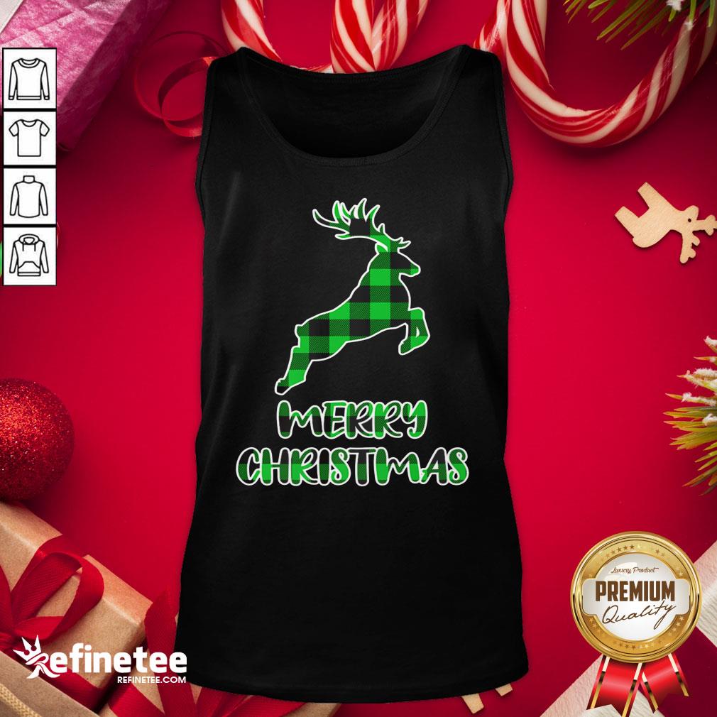 Official Xmas With Buffalo Plaid Deer Tank Top- Design By Refinetee.com