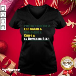 Perfect Pimento Cheese And Egg Salad And Bar B Que And Chips Domestic Beer V-neck - Design By Refinetee.com