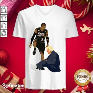 Premium Allen Iverson Steps Over Donald Trump Funny V-neck - Design By Refinetee.com