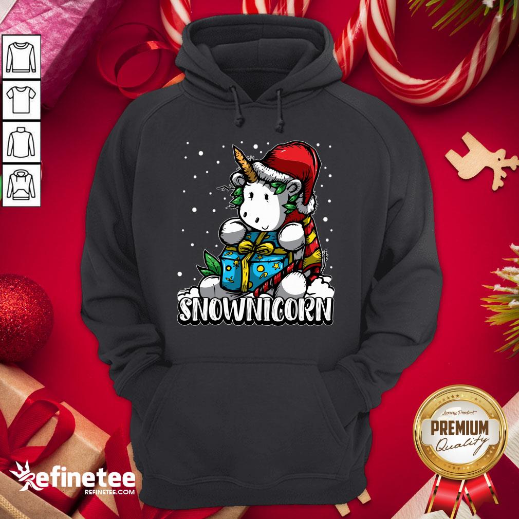 Premium Cute Snownicorn Unicorn Christmas Gift Idea Hoodie - Design By Refinetee.com Premium Cute Snownicorn Unicorn Christmas Gift Idea Hoodie - Design By Refinetee.com