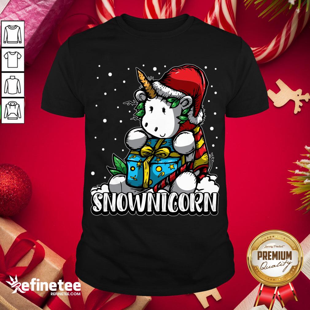 Premium Cute Snownicorn Unicorn Christmas Gi- Design By Refinetee.com ft Idea Shirt
