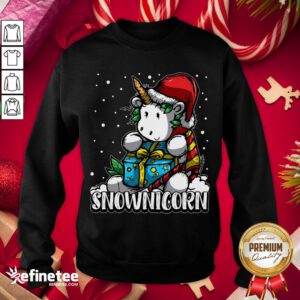 Premium Cute Snownicorn Unicorn Christmas Gift Idea Sweatshirt - Design By Refinetee.com
