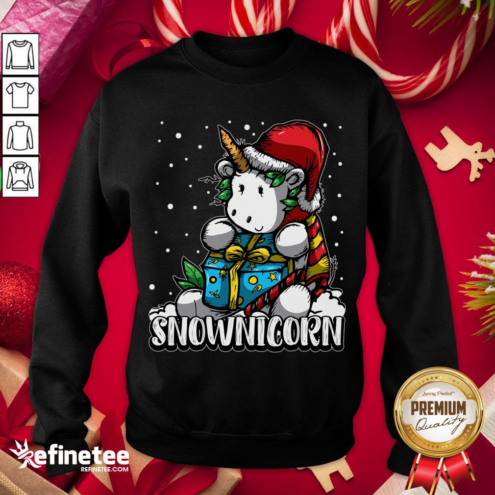 Premium Cute Snownicorn Unicorn Christmas Gift Idea Sweatshirt - Design By Refinetee.com Premium Cute Snownicorn Unicorn Christmas Gift Idea Sweatshirt - Design By Refinetee.com