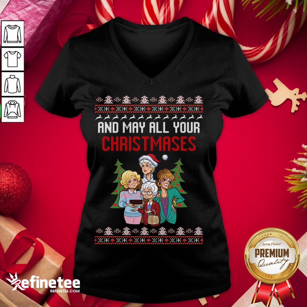 Premium Golden Girls Christmas Ugly V-neck - Design By Refinetee.com Premium Golden Girls Christmas Ugly V-neck - Design By Refinetee.com