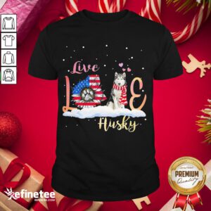 Premium Live Love Husky Christmas Shirt- Design By Refinetee.com
