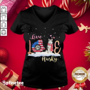 Premium Live Love Husky Christmas V-neck - Design By Refinetee.com