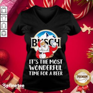 Premium Santa Claus Drinking Busch Light Its The Most Wonderful Time For A Beer V-neck - Design By Refinetee.com