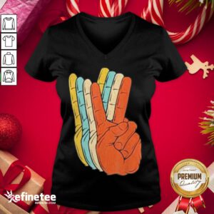 Premium Vintage Retro Peace Vintage V-neck - Design By Refinetee.com