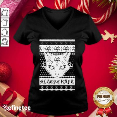 Pretty Cat Craft Ugly Christmas V-neck - Design By Refinetee.com