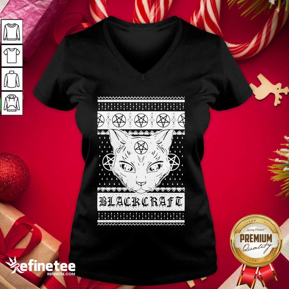 Pretty Cat Craft Ugly Christmas V-neck - Design By Refinetee.com Cat Craft Ugly Christmas V-neck - Design By Refinetee.com