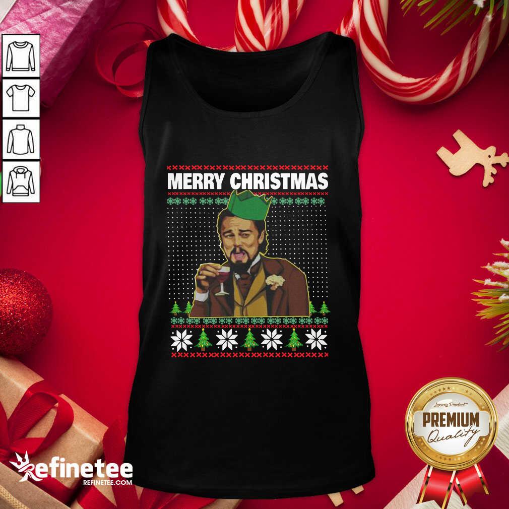 Pro Leo Laughing Dank Meme Ugly Merry Christmas Tank Top - Design By Refinetee.com