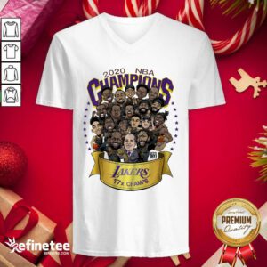Top 2020 Nba Champions Los Angeles Lakers 17 Champs Cartoon V-neck - Design By Refinetee.com