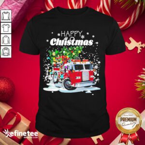 Top Firefighter Christmas Tree On Truck Fire Xmas Holiday Shirt- Design By Refinetee.com
